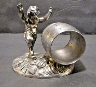 Antiguo Servilletero Victoriano Anillo Dios Griego Sartén - Punto de Pareja Base Rara Foto 1 de 4