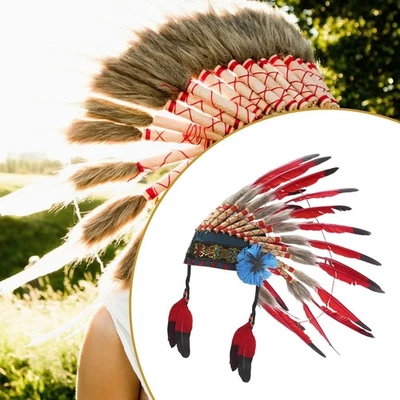 Indian Headdress Halloween Themed Party Show Decoration Headwear for Men Women - Image 1 of 4