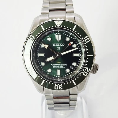 USED Seiko Prospex Diver GMT 42mm Green Dial Stainless Steel Watch SPB381 - Image 1 of 4