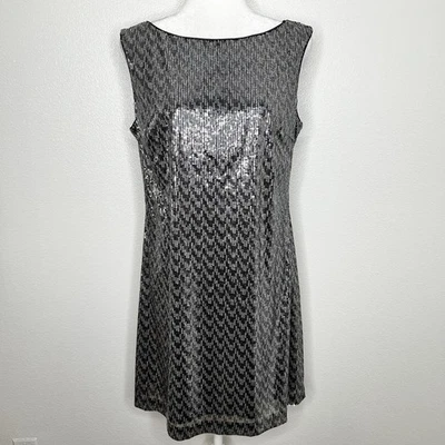 Nuevo vestido sin mangas sin mangas de lentejuelas plateadas de White House Black Market Talla M NWT Foto 1 de 4