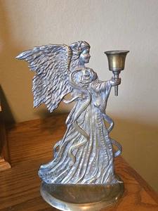 Candelabro ángel vintage de latón de 9" - Imagen 1 de 8