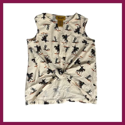 Wrangler Kids Western Cowboy Cactus Print Sleeveless Twist Front Top - Image 1 of 4