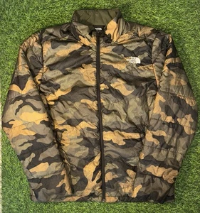 The North Face Men’s Jacket Size Large Brown Camo Puffer Full Zip Pockets TNF - Picture 1 of 6