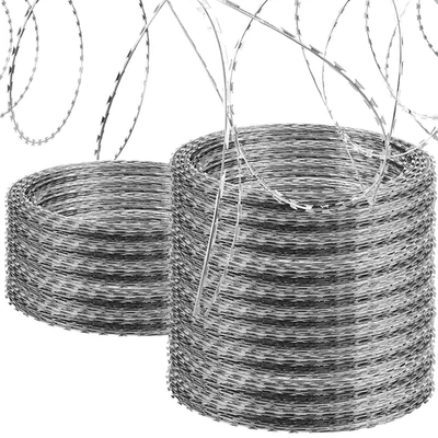 Galvanized Steel Razor Wire Fencing - 656FT Concertina Wire, 8 Rolls - Image 1 of 4