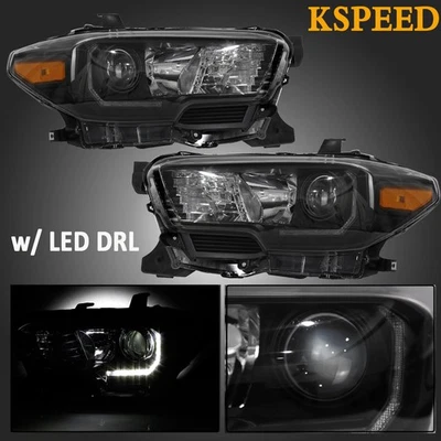 For 2016-2022 Toyota Tacoma TRD w/ LED DRL Black Projector Headlights Headlamps - Image 1 of 4