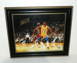 MAGIC Johnson Michael JORDAN Signed Autographed Framed PSA Wall Hanging Picture - Picture 1 of 12
