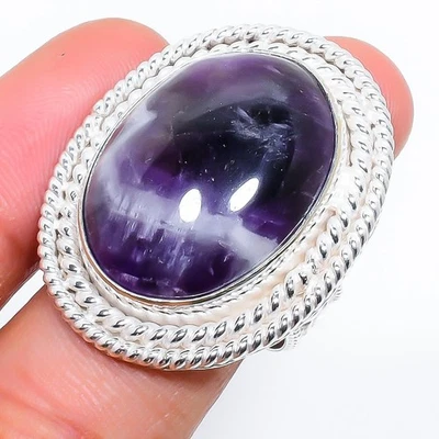 Sage Amethyst  Gemstone Handmade 925 Sterling Silver Jewelry Ring Size 8.5 - Image 1 of 4