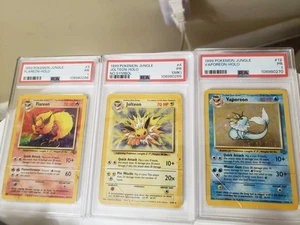 PSA 1 Sequential Set Of Pokemon Jungle Eeveelutions Flareon, Jolteon, Vaporeon - Picture 1 of 5