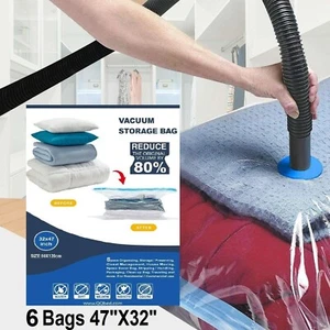 Paquete de 6 PAQUETE Jumbo Extra Grande Ahorro de Espacio Sello de Almacenamiento Bolsa Fuerte Organizador XL - Imagen 1 de 10