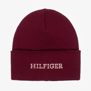 Tommy Hilfiger Burgundy Kids Red Cotton Knit Beanie | New w/Tags | Top Quality - Picture 1 of 2