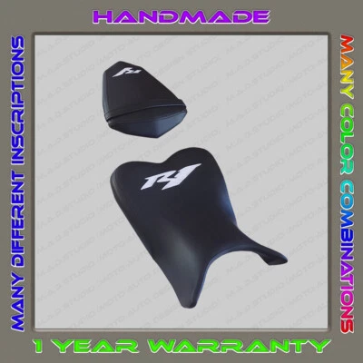 Capa de assento design personalizado Yamaha YZF R1 2009-2014 preto+branco 001 - Imagem 1 de 4