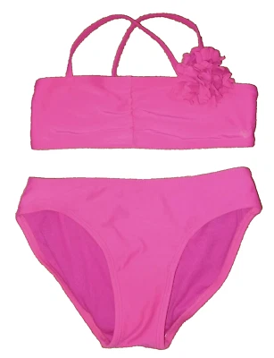 🏖  Girl's Pink Pompom  XL 14-16 2 Pc Swimsuit Bathing Swim Suit  Bikini Pom New - Image 1 of 3