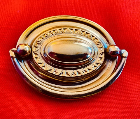 Federal Brass Hepplewhite Antique Hardware Vintage Drawer Pull Oval 2 1/2"center Cover