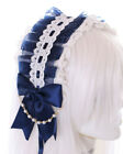 C-03-8 Blau Zofe Maid Lolita Haarband mit Schleife Perlenkette Gothic Kopfband