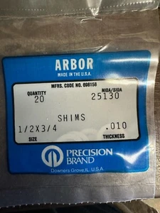 Präzisionsmarke USA Fräsmaschine Dorn Abstandhalter 1/2"" x3/4"" x 0,010"" Scheibe 20 STCK. - Bild 1 von 2