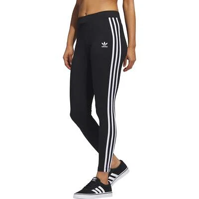 adidas Adicolour Classic 3 Stripes Womens Training Tights Black Gym Workout - Image 1 of 4