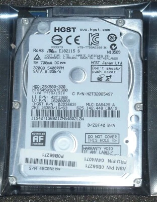 HGST Z5K500-320 320GB HTS545032A7E380 5400RPM SATA 2.5" Laptop HDD Hard Drive - Image 1 of 4