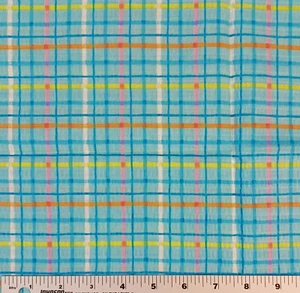 Tutti Frutti Plaid Plisse Seersucker Fabric Polyester/Cotton Blend 14" x 45" - Picture 1 of 1