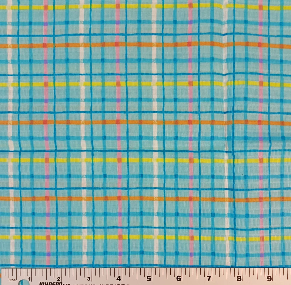 Tela plisada a cuadros Tutti Frutti Seersucker mezcla poliéster/algodón 14" x 45" Foto 1 de 1