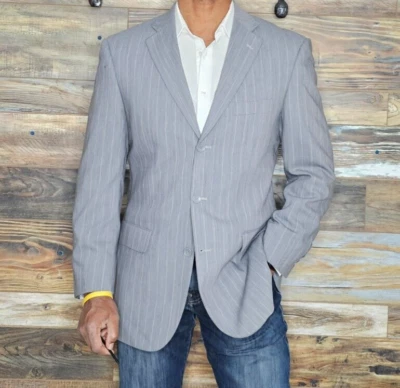 Blazer Chaqueta Deportiva Emanuel Ungaro 100% Lana Gris Rayas Doble Ventilación Talla 40R Foto 1 de 4