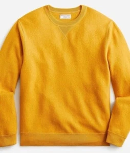 J CREW Wallace & Barnes Mens Boiled Wool Crewneck Sweatshirt Sweater Yellow Sz L - Picture 1 of 12