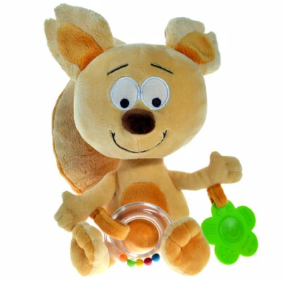SPIP JOUET Eichhörnchen Plüschtier mit Beißring und Rassel Baby Geschenk weich Waldtiere ♥