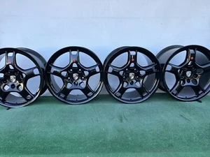 PORSCHE 911 997 CARRERA 19" LOBSTER CLAW GLOSS BLACK GENUINE OEM WHEELS RIM SET - Picture 1 of 14