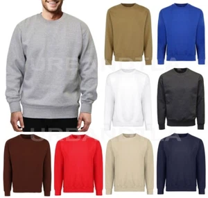 Men's Midweight Fleece Crewneck Sweatshirt Pullover Sweater Unisex Size XS-3XL - Picture 1 of 23