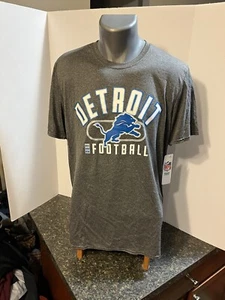 Detroit Lions Football NFL Men’s Crew Neck T-Shirt Gray Large Polyester NWT - Picture 1 of 15