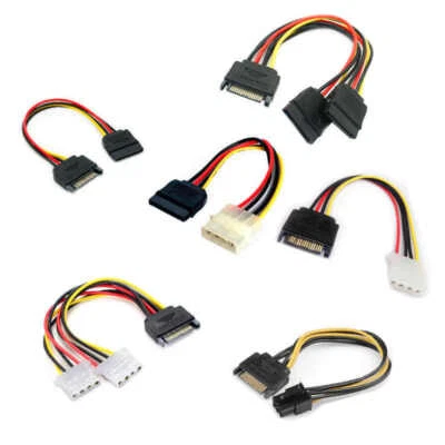 SATA Stromkabel Adapter 4 pin 15 pin IDE männlich an weiblich Y-Stromadapter - Bild 1 von 4