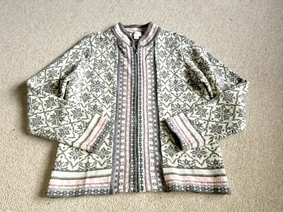 Suéter Mujer-APPLESEED'S-marfil/gris nórdico "Oslo" lana de cordero cremallera cárdigan ls-S Foto 1 de 4