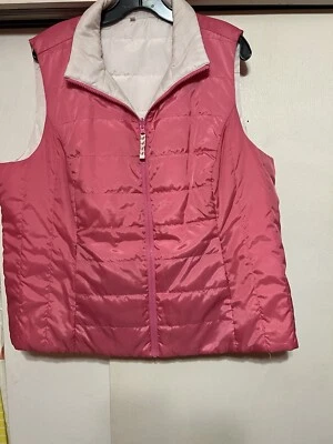 Rafaella Sport Med White & Pink Reversible Zipper Quilted Puffer Vest Sleeveless - Image 1 of 4