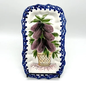 Vtg Ceramic Hand Painted Serving Dish Decor Eggplant Design Made In Italy EUC - Picture 1 of 5
