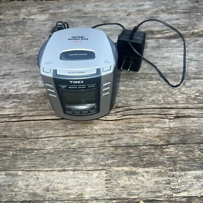 Timex T150G Alarm Clock Radio and Weather Gray Silver Wow Fast Shipping - Image 1 of 4