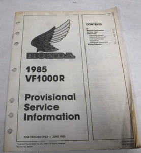 85 HONDA VF1000R VF 1000 JUNIO 1985 MANUAL DE REPARACIÓN DE TALLER CONCESIONARIO Z7-37G - Imagen 1 de 6