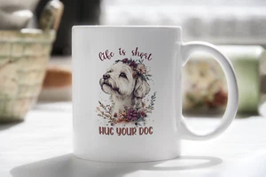 Life is Short Hug your Dog Novelty Mug Dog lover coffee cup - Picture 1 of 6