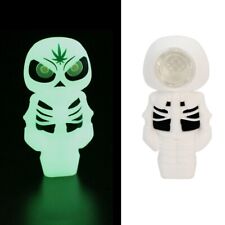 Glow Cool Skull Smoking Pipes Unbreakable Silicone Hand Pipe Hookah w/Glass Bowl