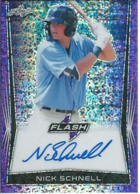 2018 Leaf Flash Baseball NICK SCHNELL #BA-NS1 Purple Parallel Autograph 3/25 - Image 1 of 2