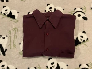 Bruno Men's Medium Maroon Button Down Shirt Sueded Microfiber Short Sleeve Red M - Picture 1 of 4