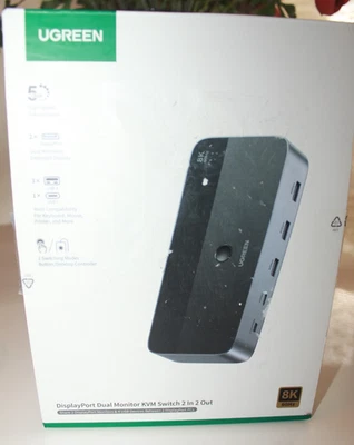 UGREEN Display Port Dual Monitor KVM Switch 2 in 2 Out - Bild 1 von 4