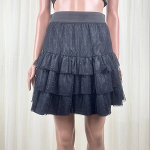 Minifalda negra a lunares de encaje en capas Cynthia Cynthia Steffe para mujer talla 6 - Imagen 1 de 11