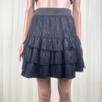 Women's Cynthia Cynthia Steffe Tiered Lace Polka Dot Mini Skirt Black Size 6 - Image 1 of 4