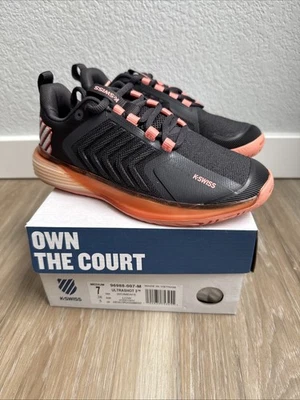 New K Swiss Ultrashot 3 Women’s Tennis Pickleball Shoes, Dark Grey Peach, Size 7 - Image 1 of 4