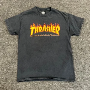 Thrasher Shirt Adult M Black Skater Punk Grunge Flame Logo Flames Y2K - Picture 1 of 12