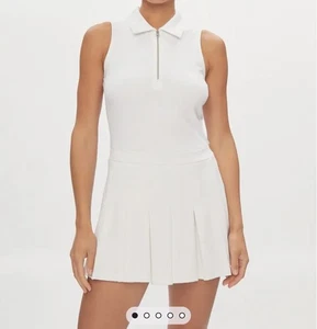 DKNY Sport Logo Embroidered  White Golf Pleated Tennis Dress Size XS New - Picture 1 of 14