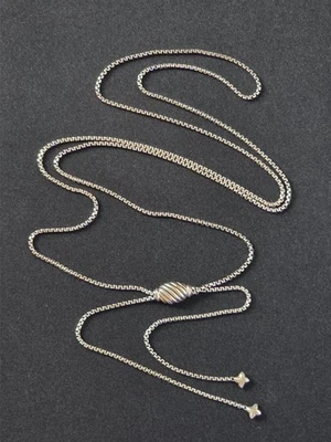 Collar Lariat Deslizante Cadena Caja Ajustable Plata Esterlina David Yurman Foto 1 de 4