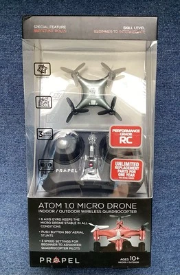 Propel Atom 1.0 Micro Drone Wireless Quadrocopter Indoor Outdoor Controller Gray - Image 1 of 4