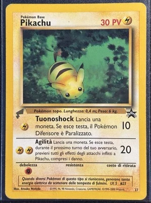 Pikachu 27 - Italian Black Star Promo 2000 World Collection Pokemon TCG -MP Card - Image 1 of 2