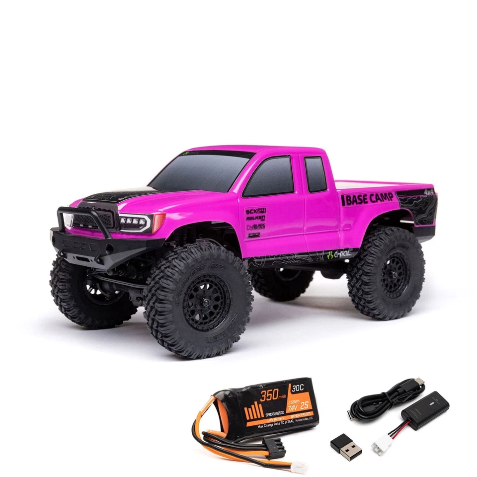 Axial AXI-1219T3 1 24 SCX24 BaseCamp 4WD RockCrawler Brushed RTR Akku/Lader Pink