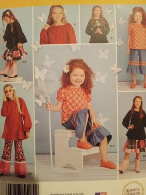 Toddler Kids Girls Skirt Sewing Pattern Girls Pants Shirt Sewing Pattern 1180 - Image 1 of 2